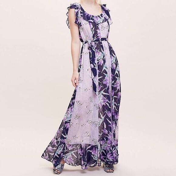 Anthropologie Dresses & Skirts - Anthropologie Foxiedox floral print off shoulder maxi dress purple Small NEW